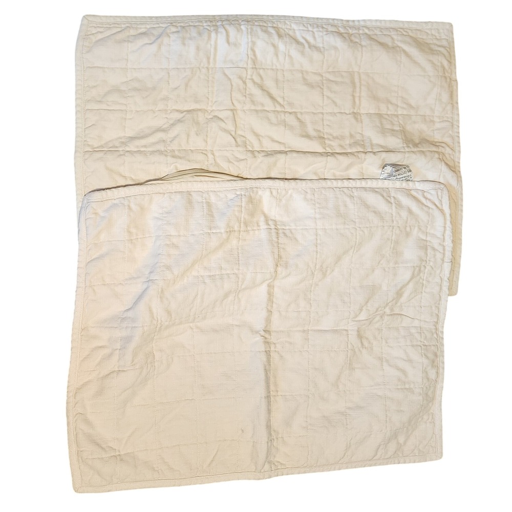 Casaluna Cream Quilted Linen Blend Pillow Sham Standard 20x26 Neutral Modern